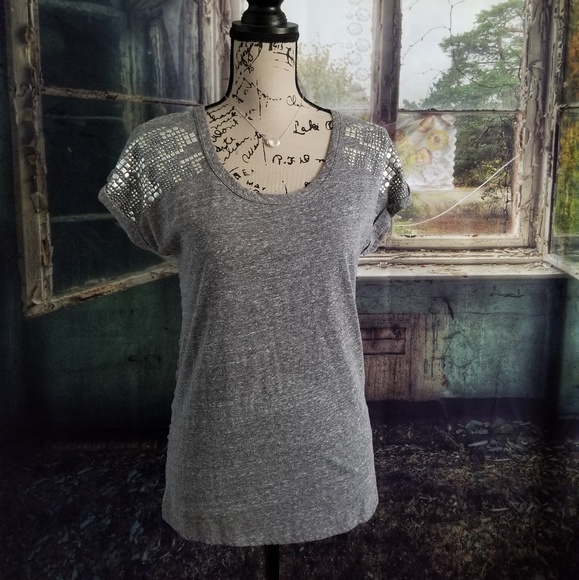 Grey Studded Shoulder Top / Tee Med by Eyeshadow - Picture 1 of 5